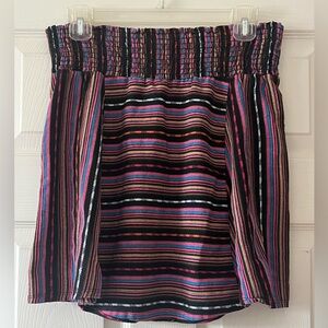 Mexican Style Serape Striped Mini Skirt